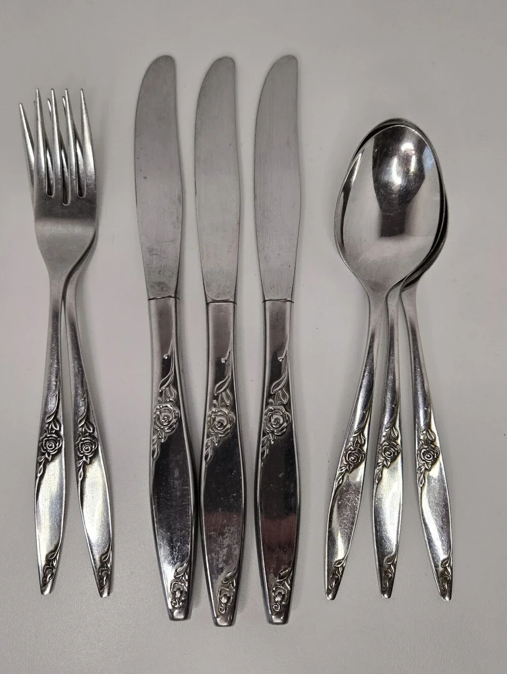 WEST BEND Twilight Rose Stainless Steel Flatware Lot Of 8 Oneida Mid-Century